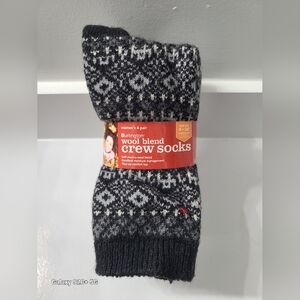 New Womens Burlington Merino Wool Blend Crew Socks Black Charcoal Shoe Size 4-10